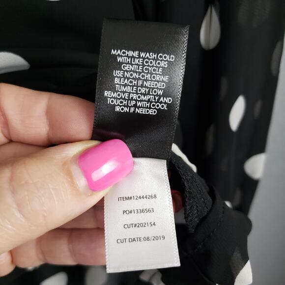 Torrid Size 2X Chiffon Polka Dot Blouse Black White Semi Sheer Office Casual‎ - Picture 8 of 11